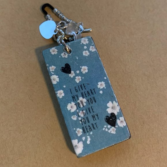 Hand Distressed Domino Junk Journal /Handbag Purse Dangles/ Charms/ Keychain - Picture 6 of 7